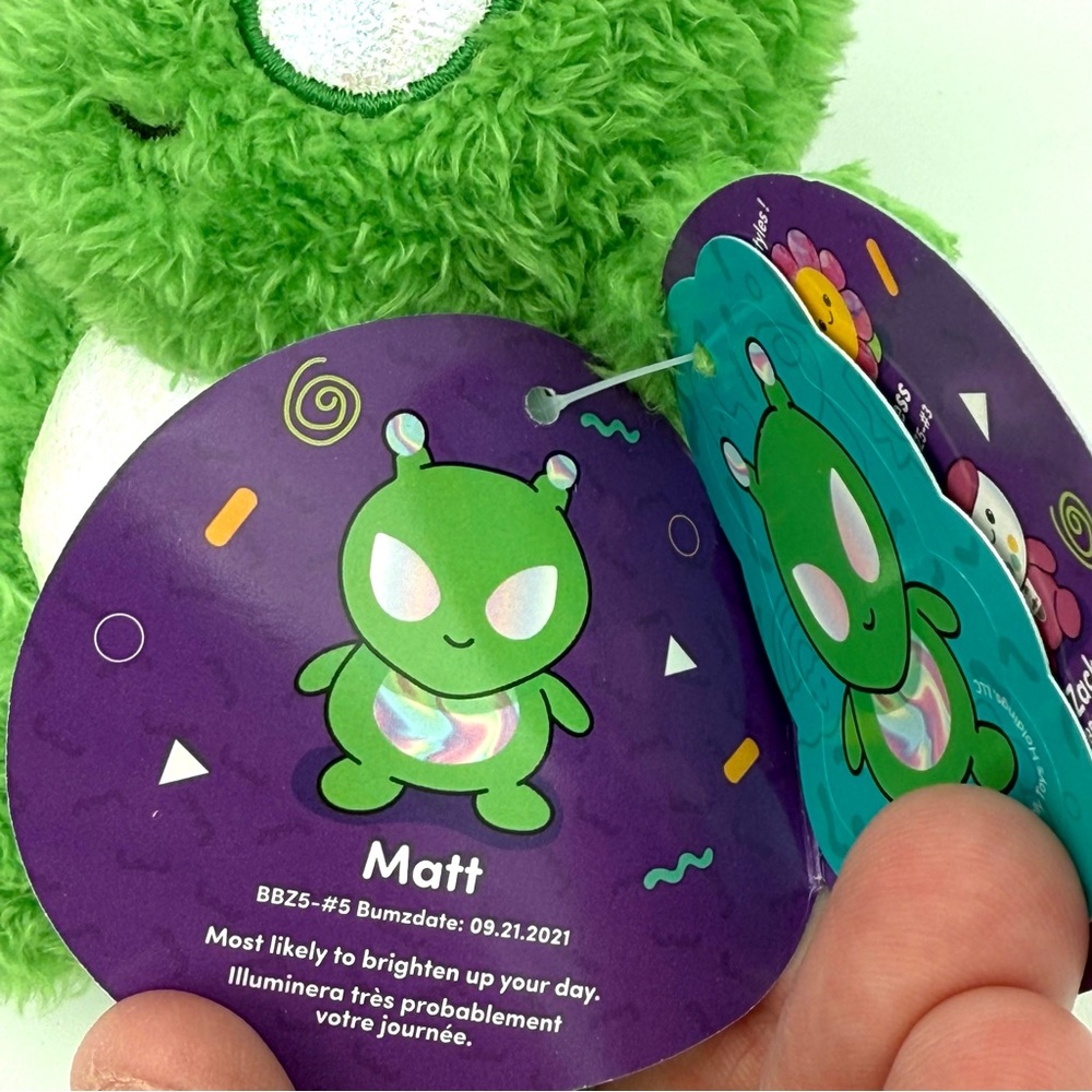x2✌️ Matt 👽 the Alien Retro Bum Bumz Plush Bean 4.5" Kelly Toy NWT New Beaded - Picture 2 of 2